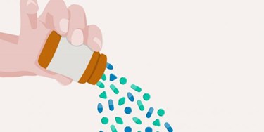 Illustration hand pouring out pills