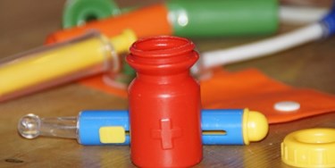 Close up of children's toy medical kit