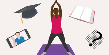 Illustration woman doing yoga, learning, books
