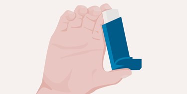 Illustration hand holding inhaler